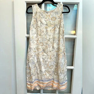 Rachel Ashwell Women’s Paisley 100% Linen Sleeveless Shift Dress Size Small S